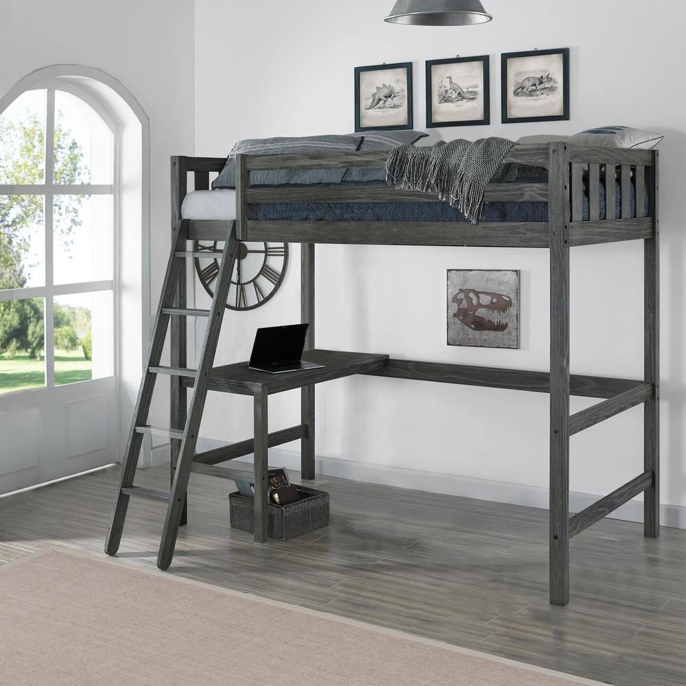 Hillsdale FurnitureTwin Crosswinds Complete Kids' Loft Bed Wirebrush Gray