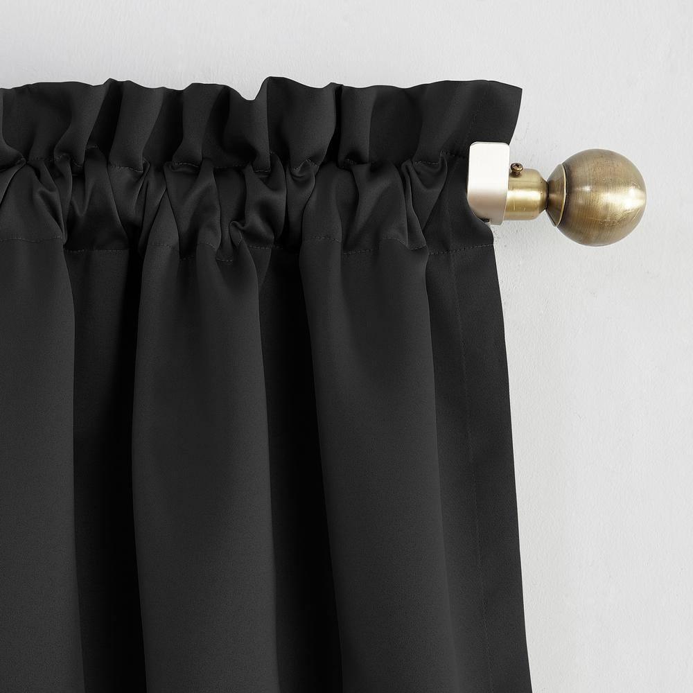 40"x63" Sun Zero Blackout Kenneth Energy Saving Rod Pocket Curtain Panel Black: Noise Reduction, Energy Efficient