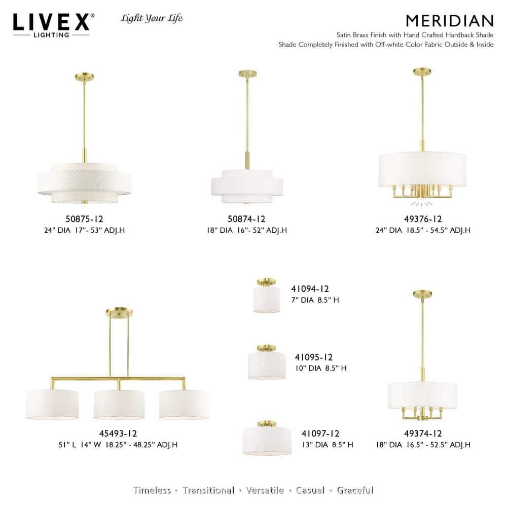 Livex Lighting Meridian 3 - Light Chandelier in  Satin Brass