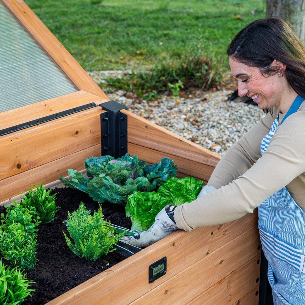 Backyard Discovery Aggie 4x2' Cedar Wood Cold Frame Mini Greenhouse, Polycarbonate Lid