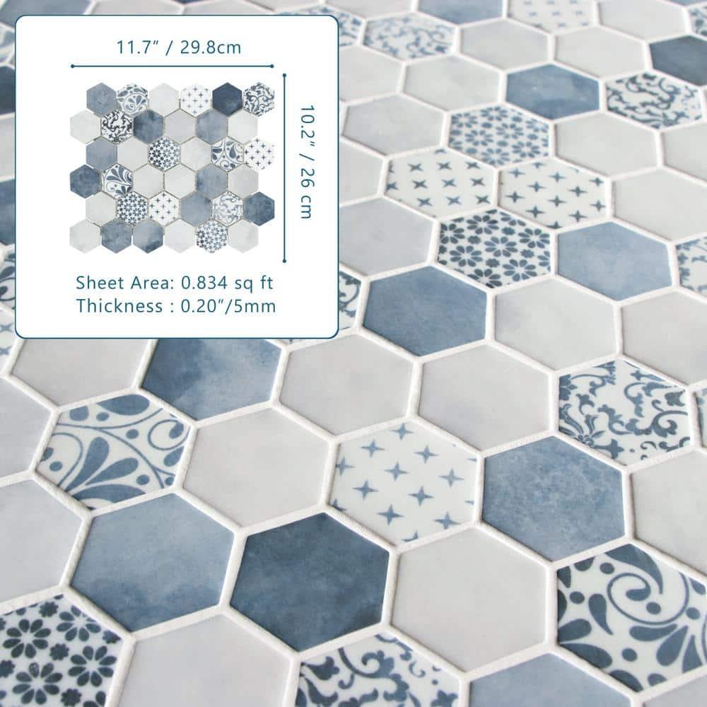 Sunwings 11.7" x 10.2" Recycled Glass Honeycomb Wall & Floor Tile