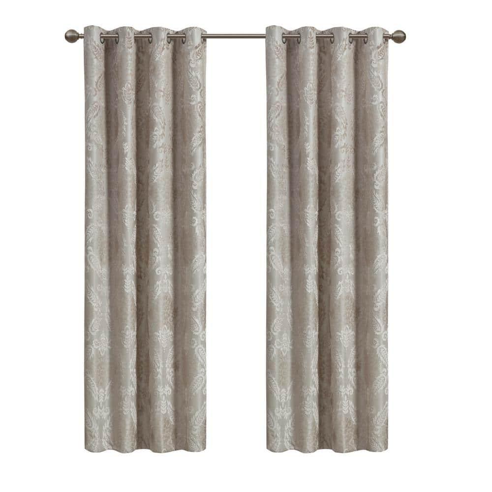 SunSmart Amelia Knitted Jacquard Paisley Total Blackout Grommet Top Curtain Panel
