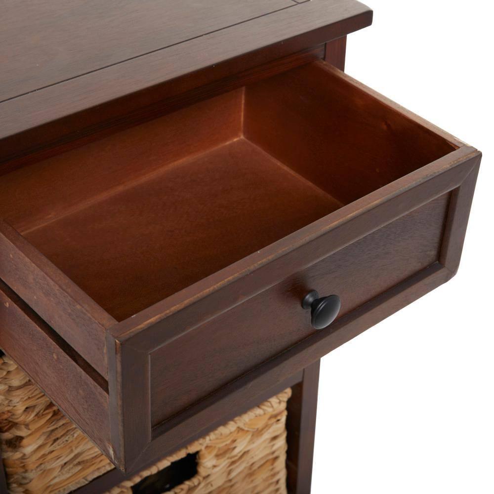 Wooden Side Chest with Wicker Drawers Brown - Olivia & May