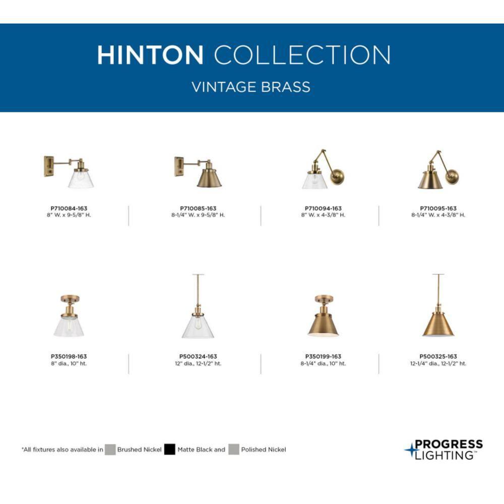 P350199-163-Progress Lighting-Hinton - 1 Light Flush Mount-Vintage Brass Finish