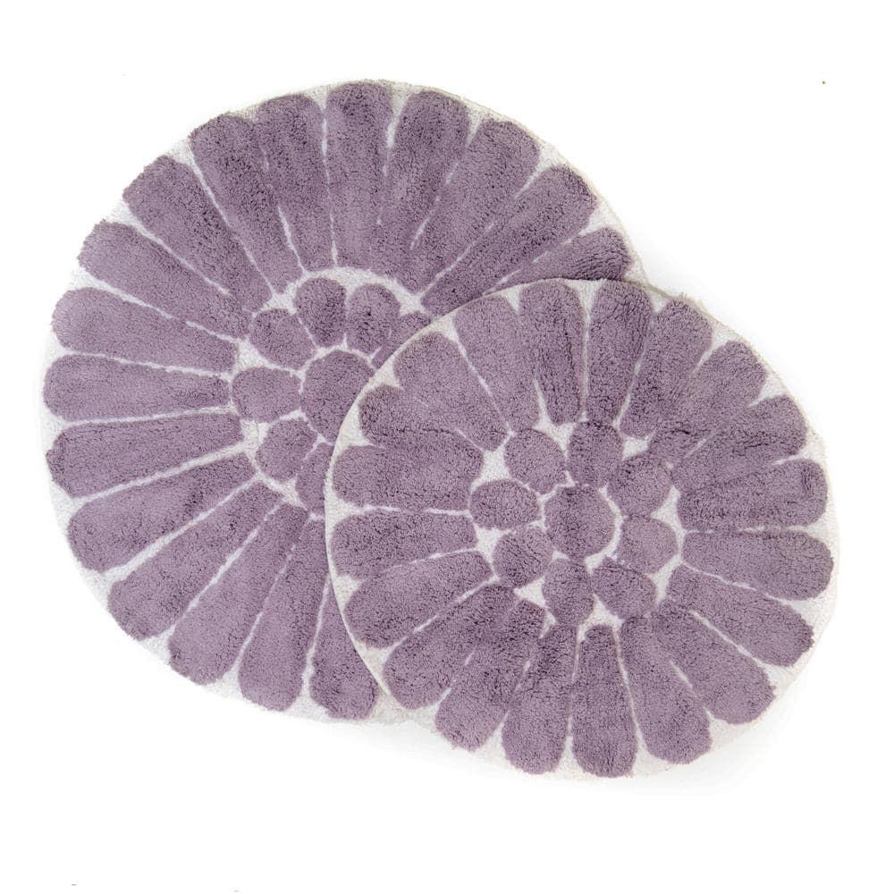 2pc Bursting Flower Bath Rug Set Lilac - Chesapeake Merchandising: Cotton Tufted, Machine Washable, Non-Slip Backing