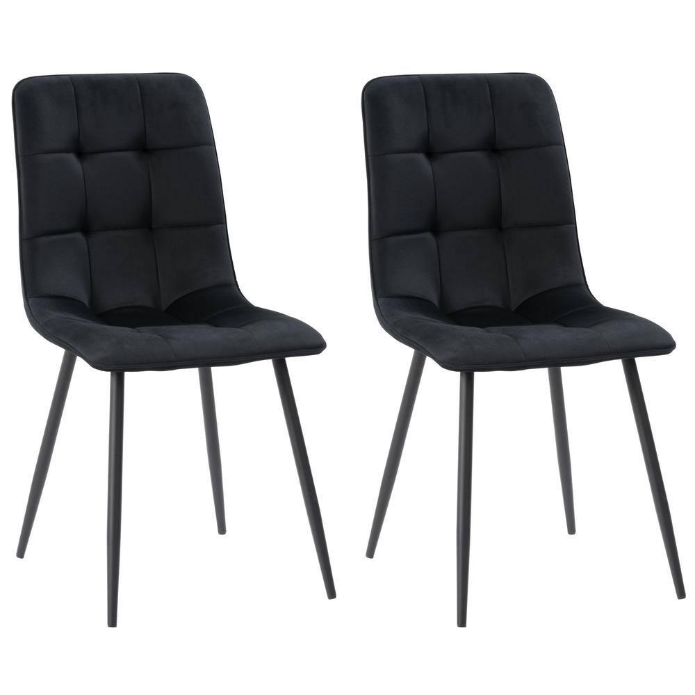 CorLiving Nash Modern Black Velvet Upholstered Dining Chair Set of 2 - Dining Room Chairs, Kitchen Chairs, Side Chairs for Dining Table - Stylish Chair Set for Kitchen & Dining Room