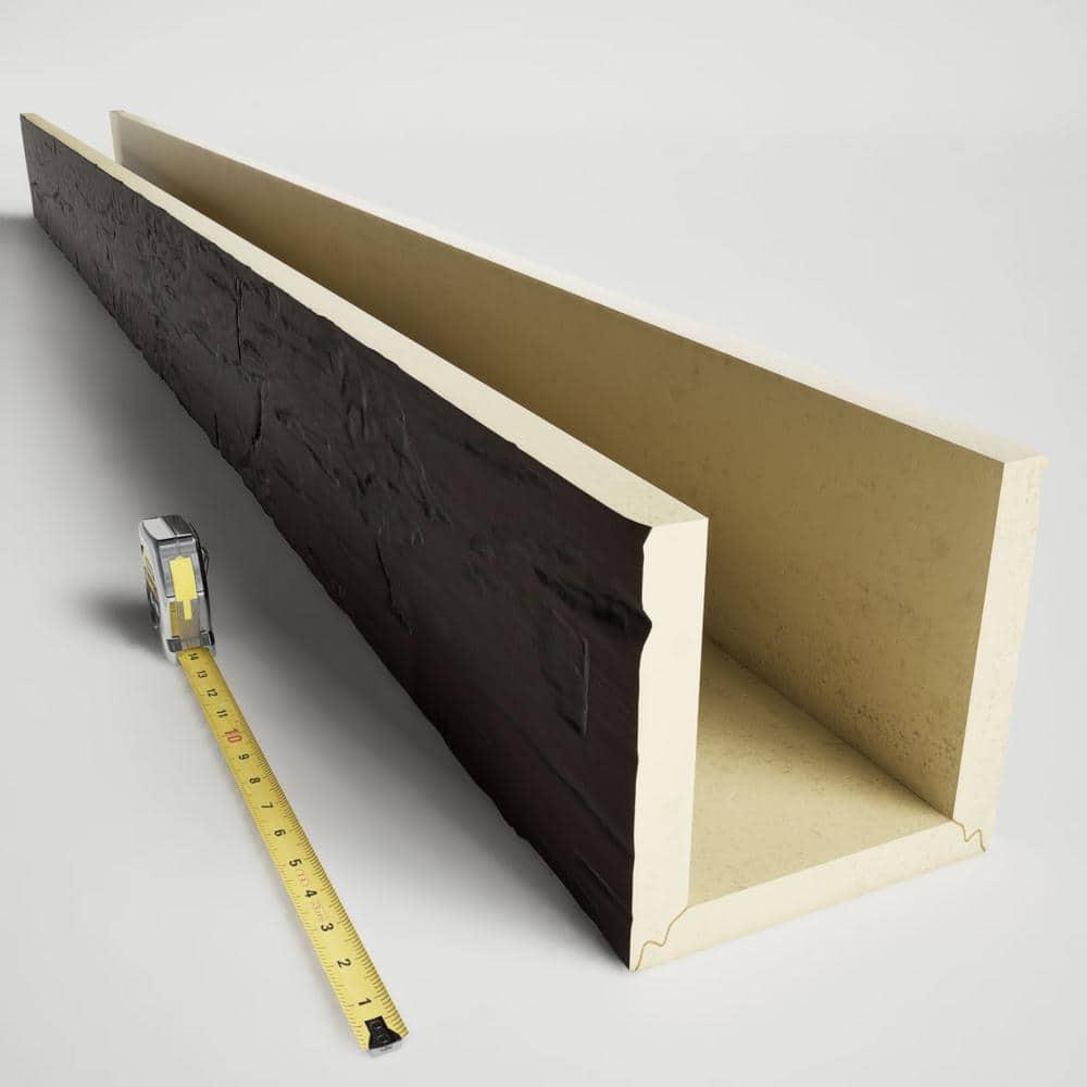 10"W x 10"H x 10'L 3-Sided (U-beam) Hand Hewn Endurathane Faux Wood Ceiling Beam, Premium Cherry