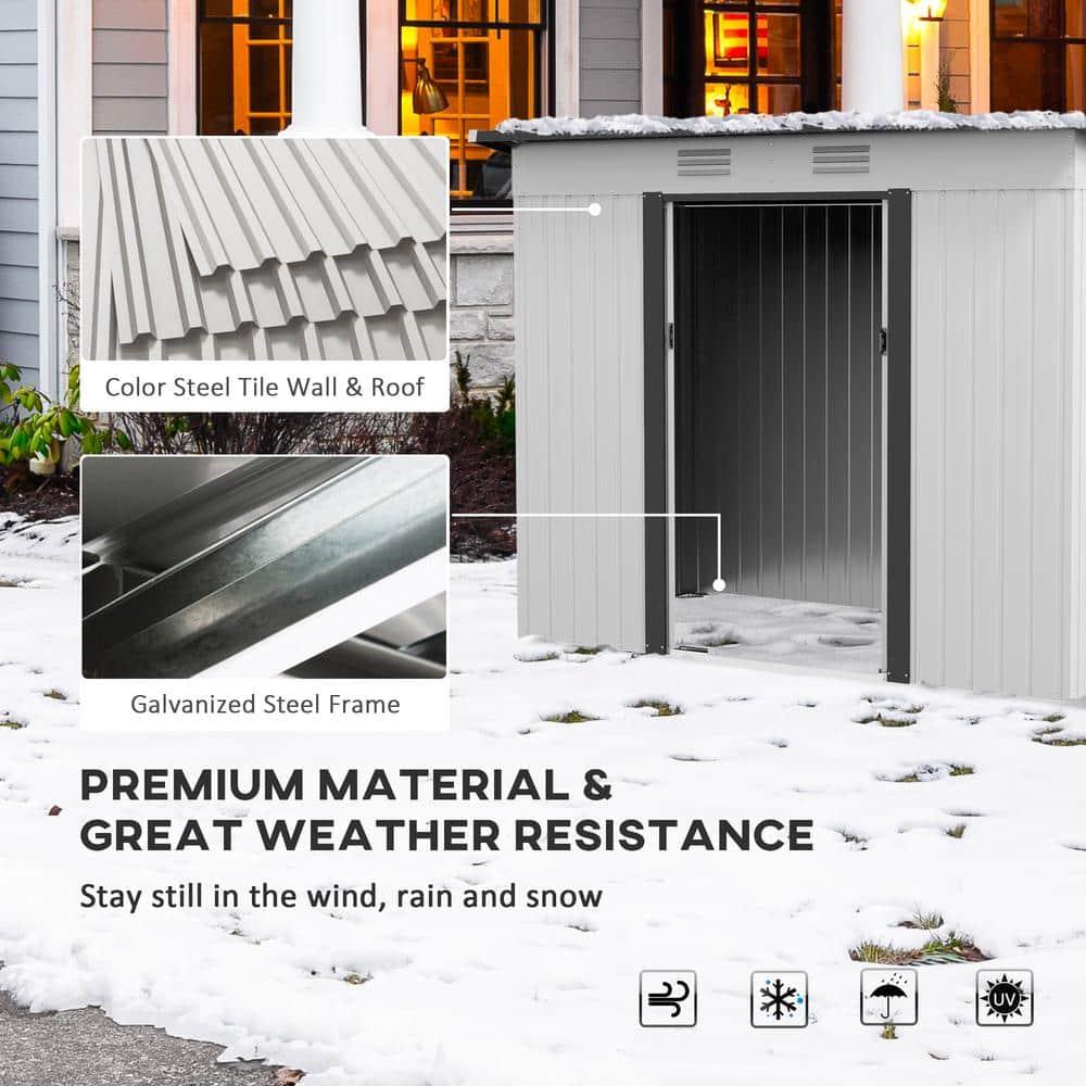 Outsunny 8 ft. W x 4 ft. D Galvanized Steel Storage Shed