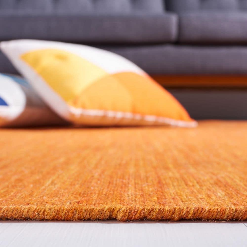 Bohemian Chic Hand-Woven Wool and Cotton Rug 8' x 10' - Orange