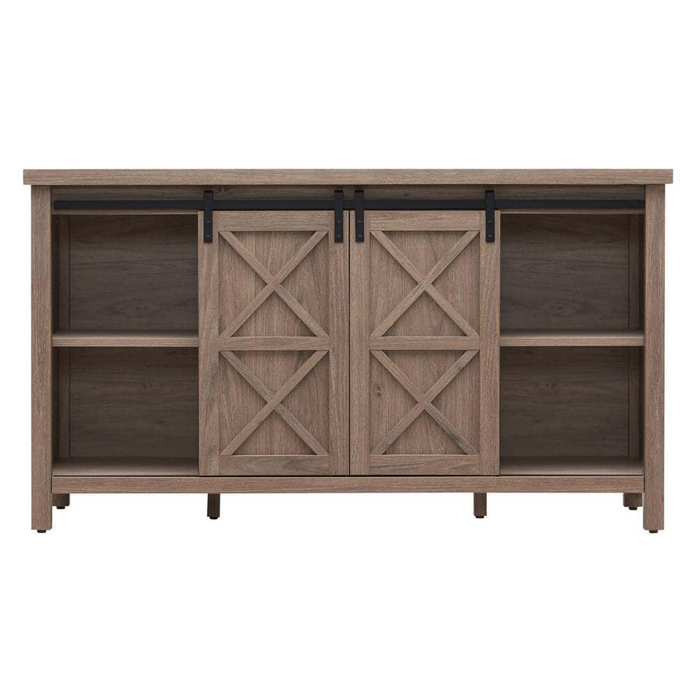 Evelyn&Zoe Elmwood Rectangular TV Stand for TV's up to 65", Antiqued Gray Oak