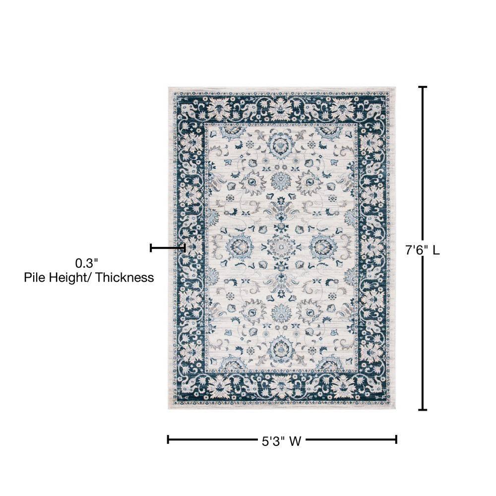 Isabella ISA940 Power Loomed Area Rug - Cream/Navy - 5'3"x7'6" - Safavieh.