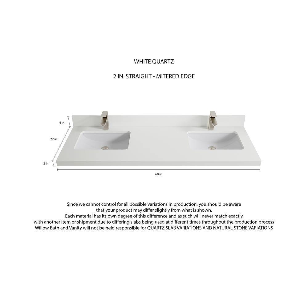 Willow Collections Aberdeen 60'' Double Bathroom Vanity with Top