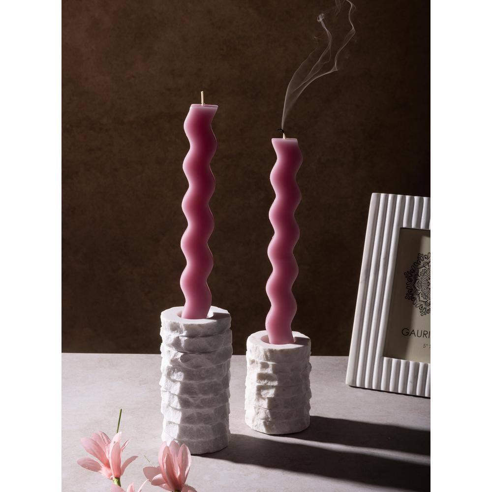 Flores Marble Taper Candle Holder, Set of 2