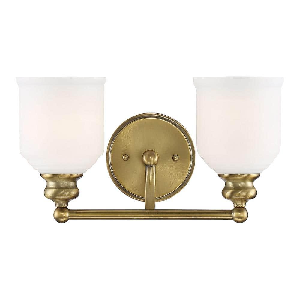 Savoy House Melrose 2 - Light Vanity in  Warm Brass