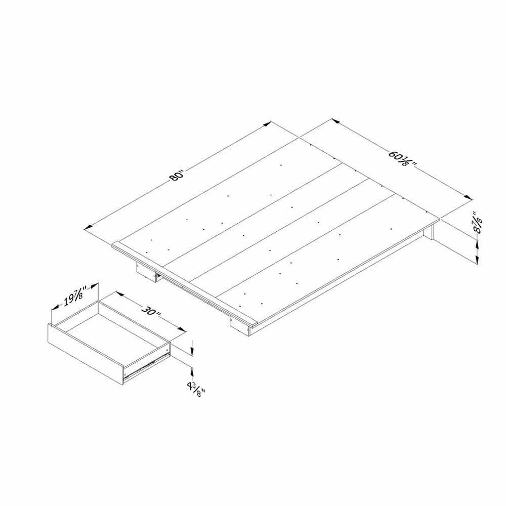 South Shore Full/Queen Holland Platform Bed with Drawer, Pure White
