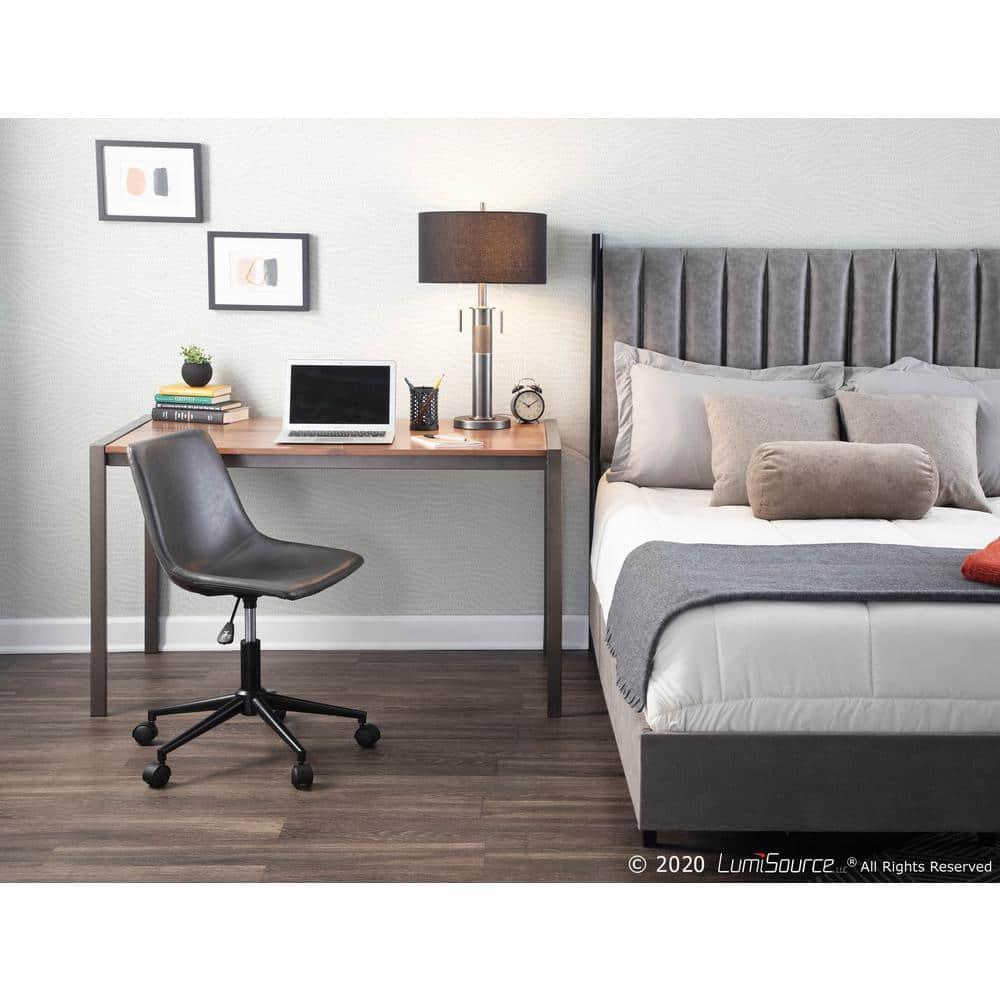 Fuji Industrial Dining Table in Antique Metal with Walnut Wood Top by LumiSource