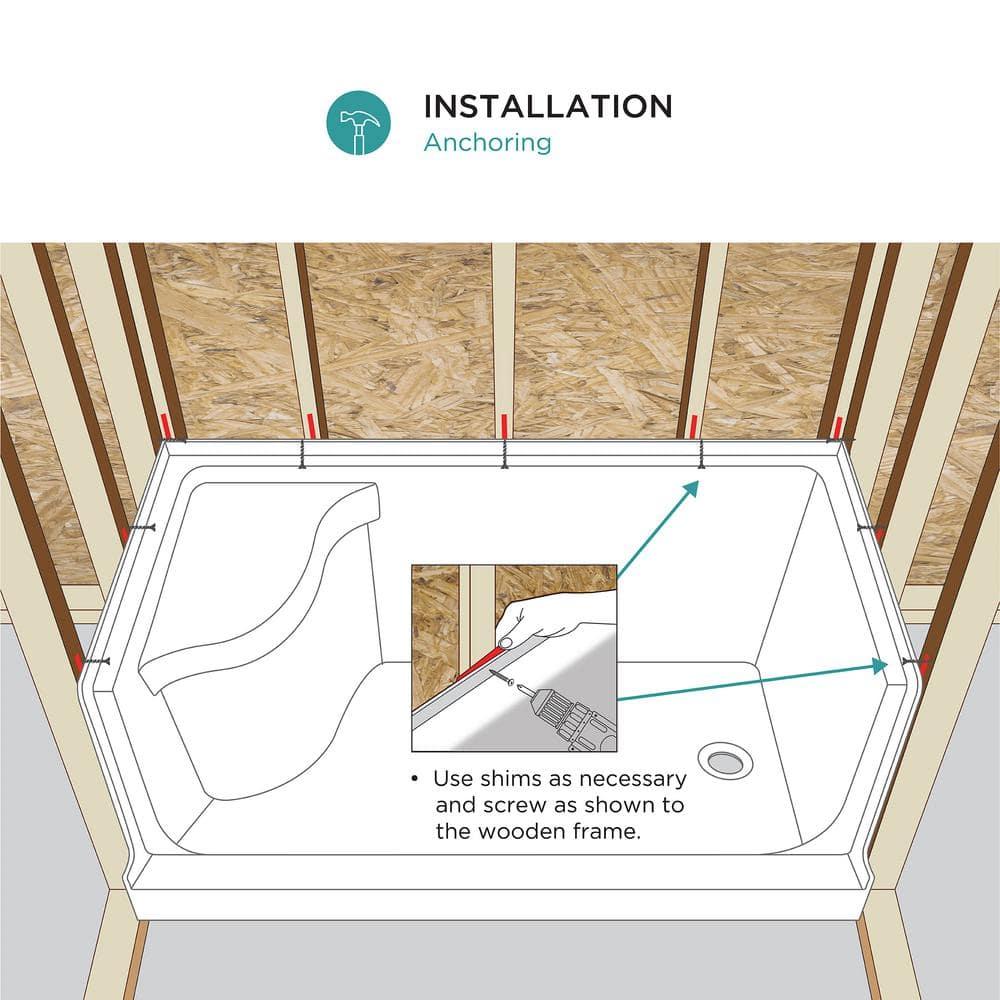 Aquatique 60" x 32" Single Threshold Shower Base