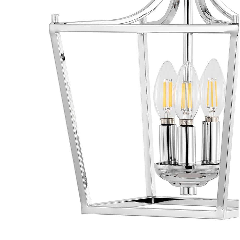 Camden 10" 3-Light Iron Classic Midcentury Pendant Lantern, Chrome