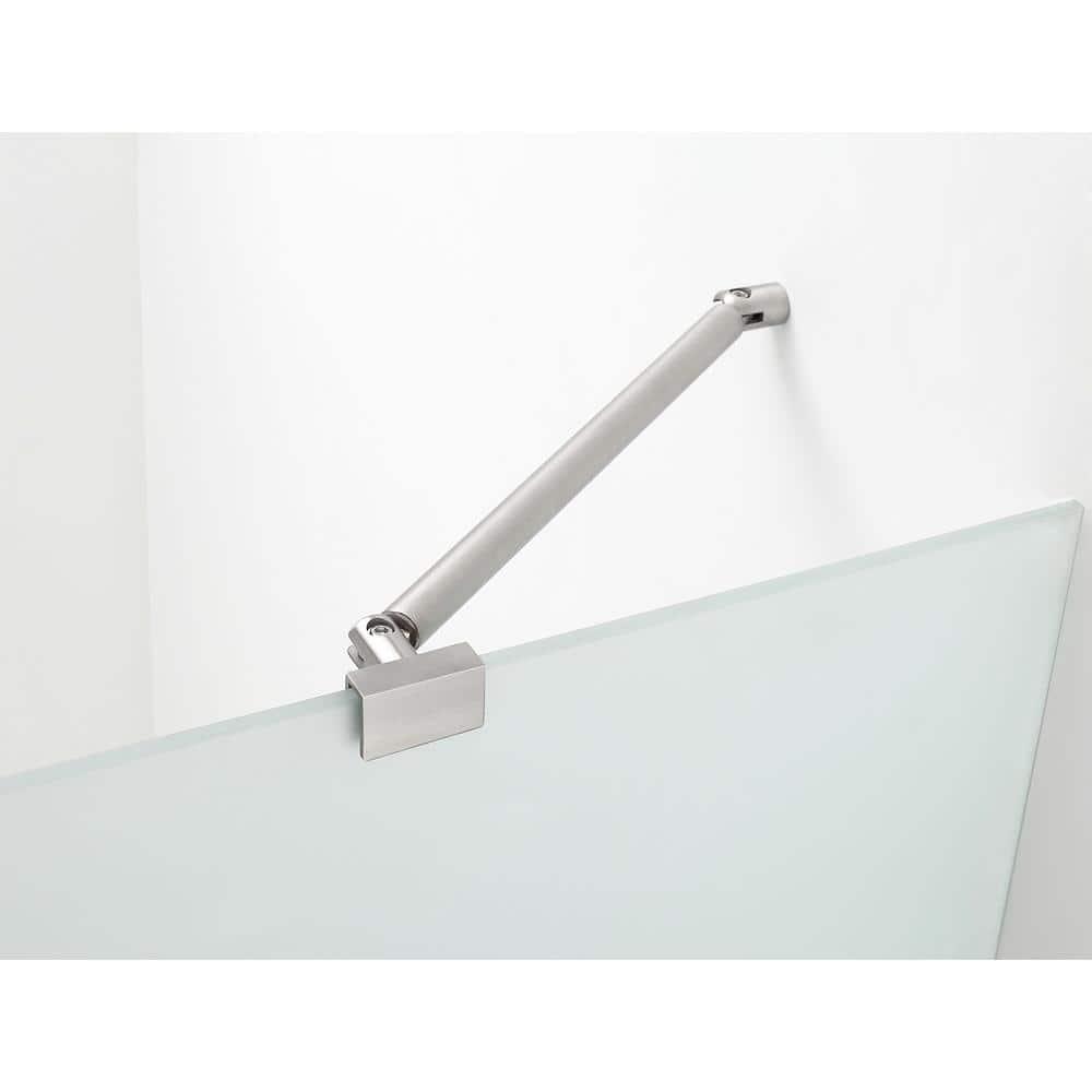 MerrickGS 40 to 40.5 x 72 Frameless Neo-Angle Hinged Shower Enclosure with Frosted Glass and Shelves in Stainless Steel