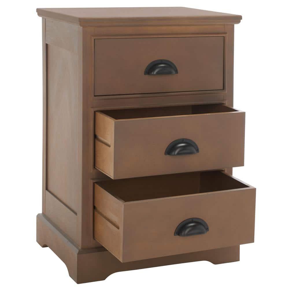 Griffin 3 Drawer Side Table - AMH5717 - Sepia - Safavieh Couture