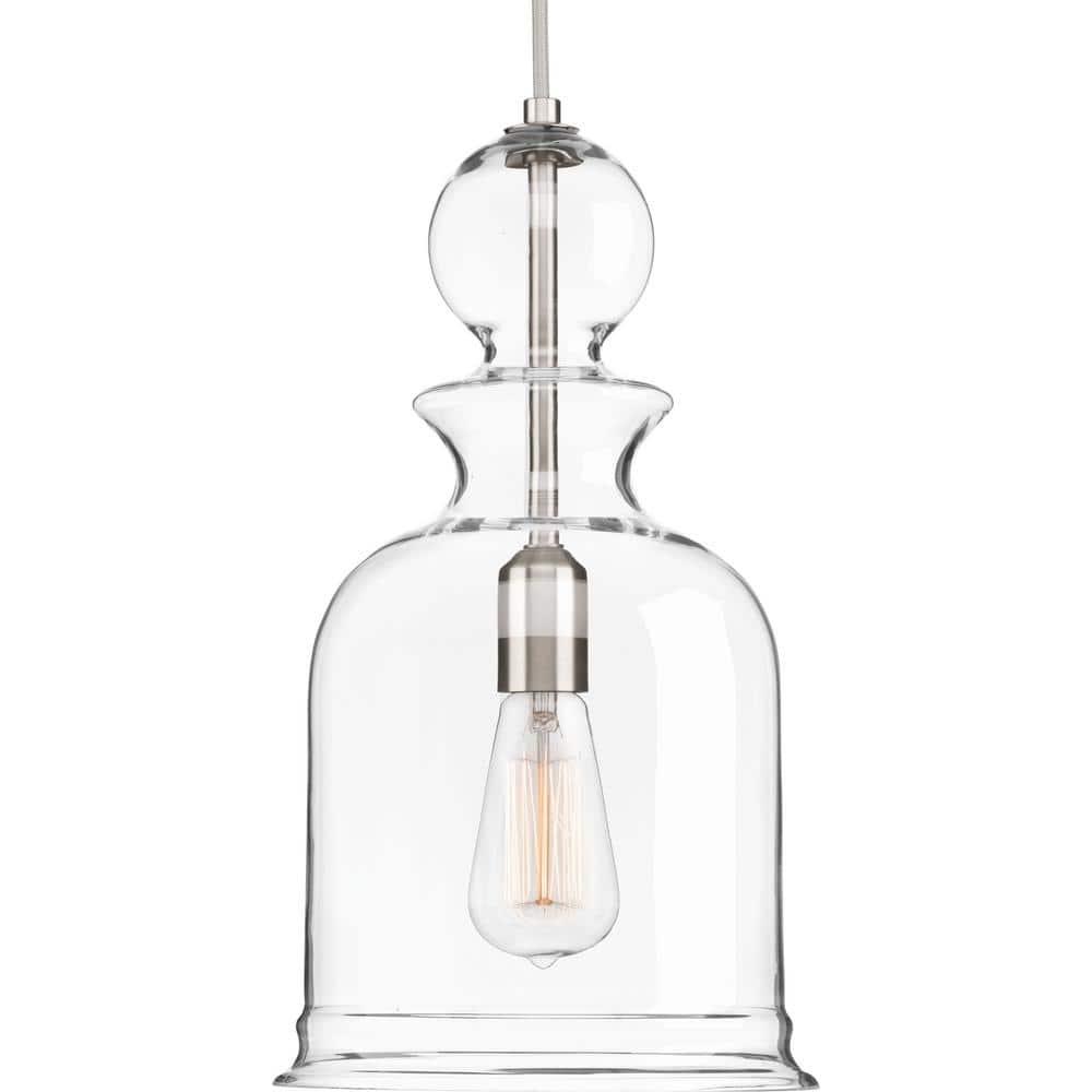 Progress Lighting, Staunton Collection, 1-Light Wall Sconce, Brushed Nickel, Clear Glass Shade