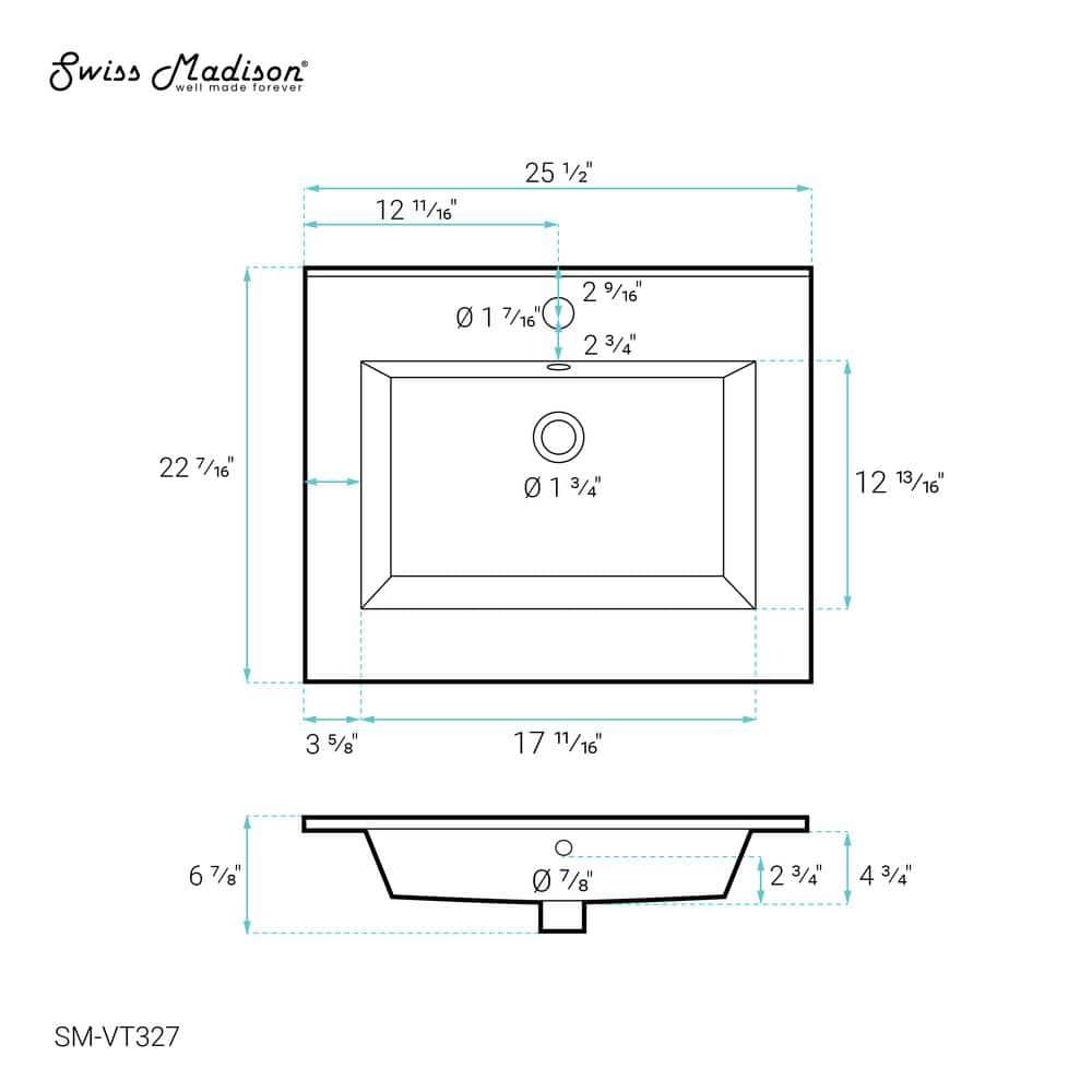 Voltaire 25" Single Bathroom Vanity Top