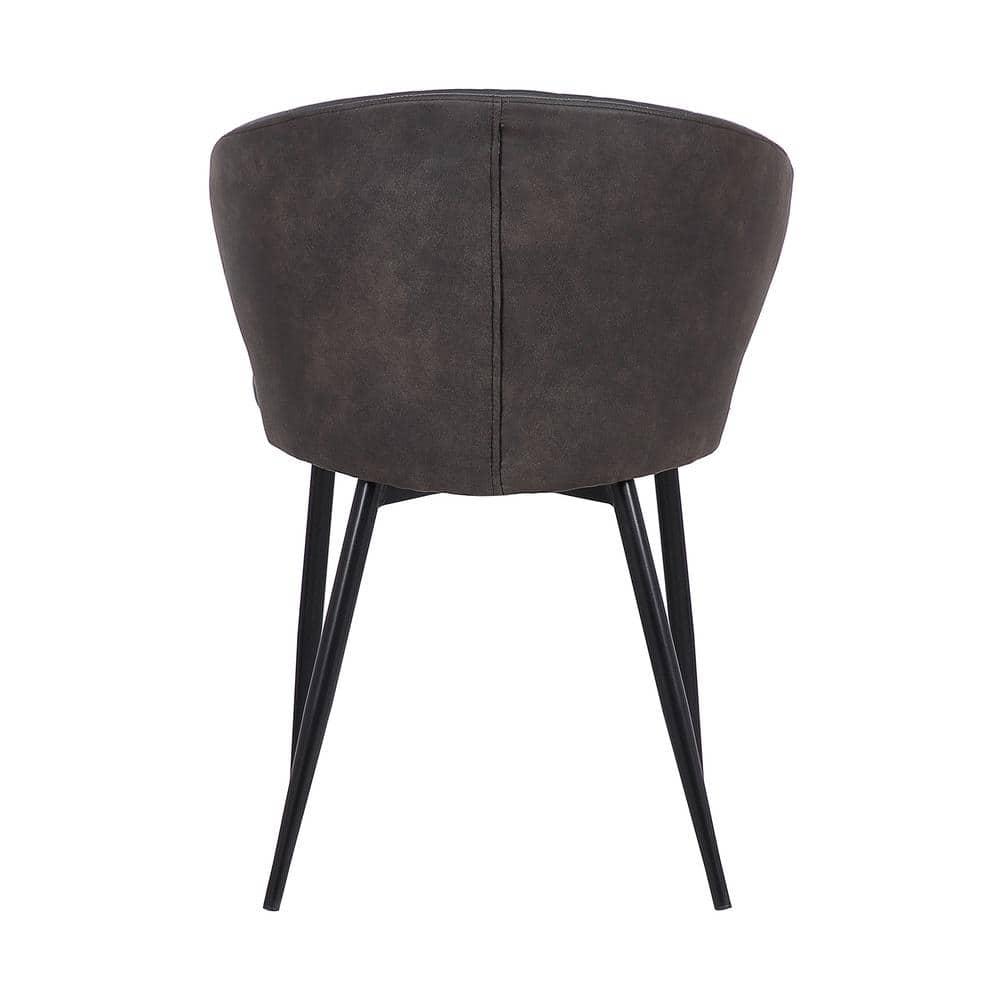 Armen Living Ava Contemporary Dining Chair Faux Leather Black/Gray: Modern Armless Design, Plywood & Steel Frame, 250lb Capacity