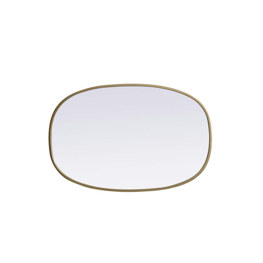 Elegant Lighting Metal Frame Oval Mirror 20x30 Inch in Brass