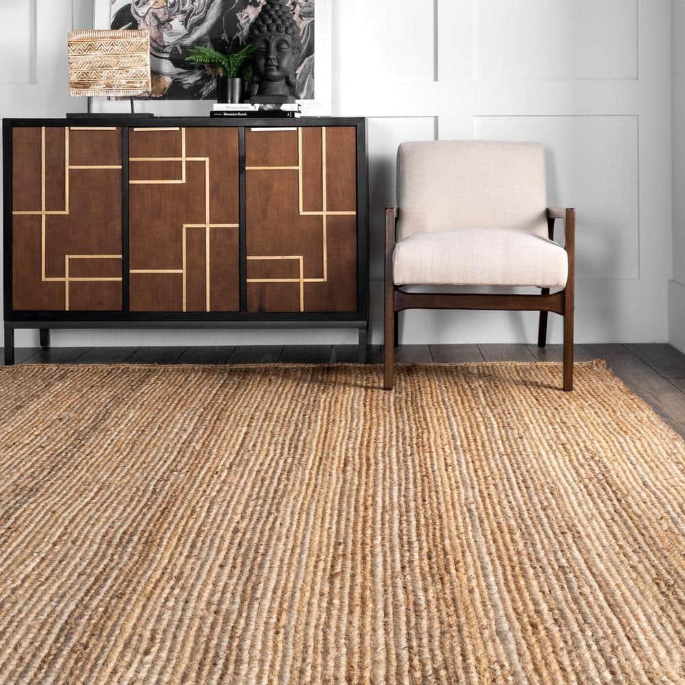 nuLOOM Rigo Hand Woven Farmhouse Jute Area Rug, 5' x 8', Natural