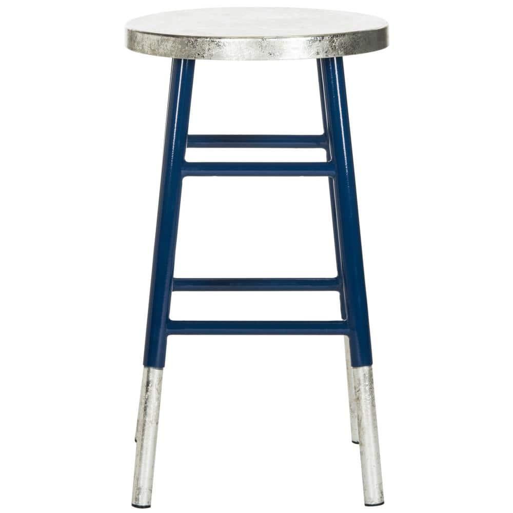 Kenzie Silver Dipped Counter Stool - FOX3211 - Navy/Silver - Safavieh Couture