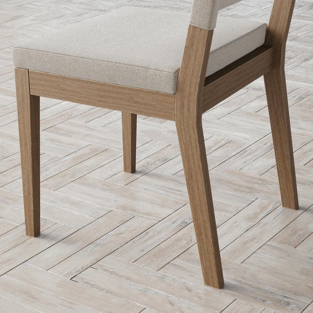 44" Linus Wood Sling Back Chair with Cushion, Flax Upholstery - Nathan James: Easy 20 Min Assembly