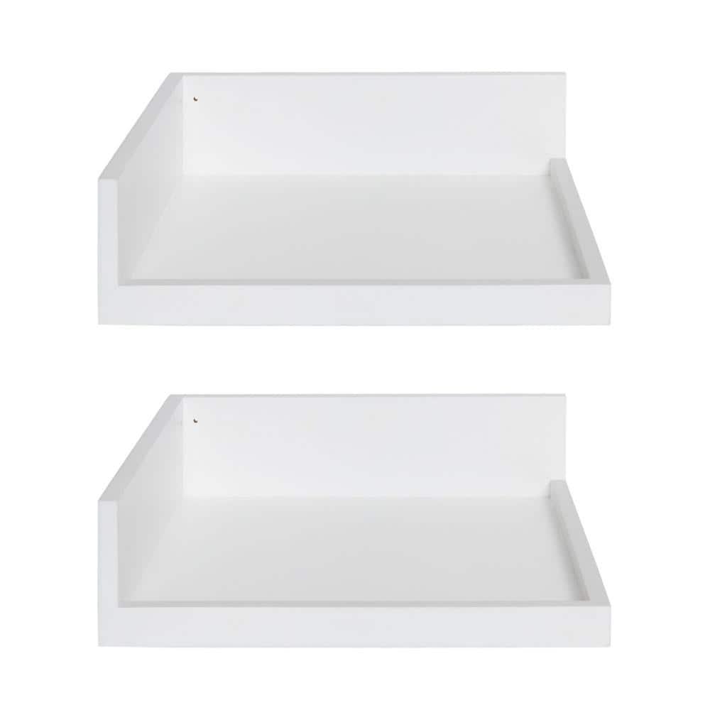 Kate & Laurel All Things Decor 4.5" x 2.2" 2pk Levie Floating Corner Wooden Wall Shelf Set White - Modern Ledge, No Assembly Required