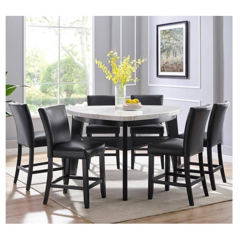 26" Set of 2 Carrara Counter Height Barstools Black - Steve Silver Co.: Upholstered, Rubberwood Frame, Floor Protectors