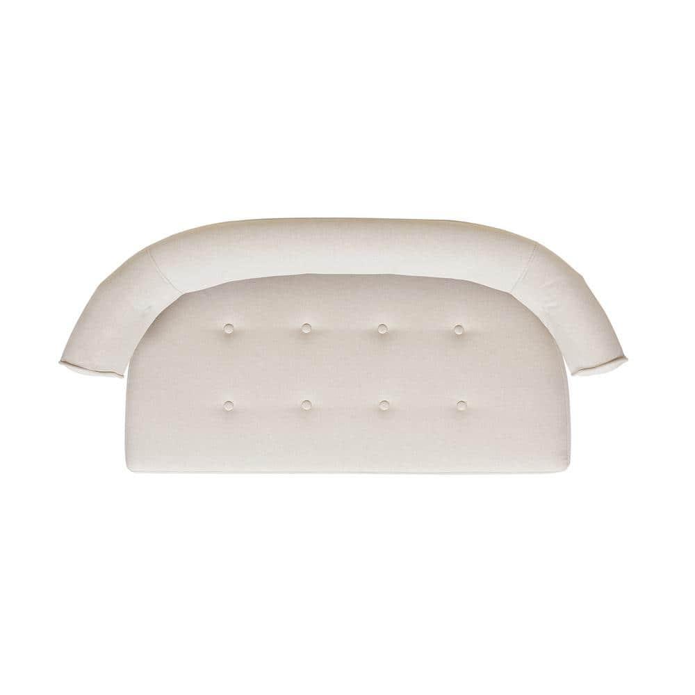 Jennifer Taylor Home Jared Roll Arm Tufted Polyester Fabric Bench, Sky Neutral Beige