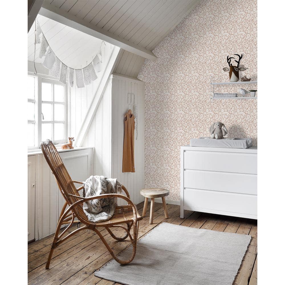 Design Department Cordelia Pink Baroque Blooms Wallpaper, 20.9-in by 33-ft