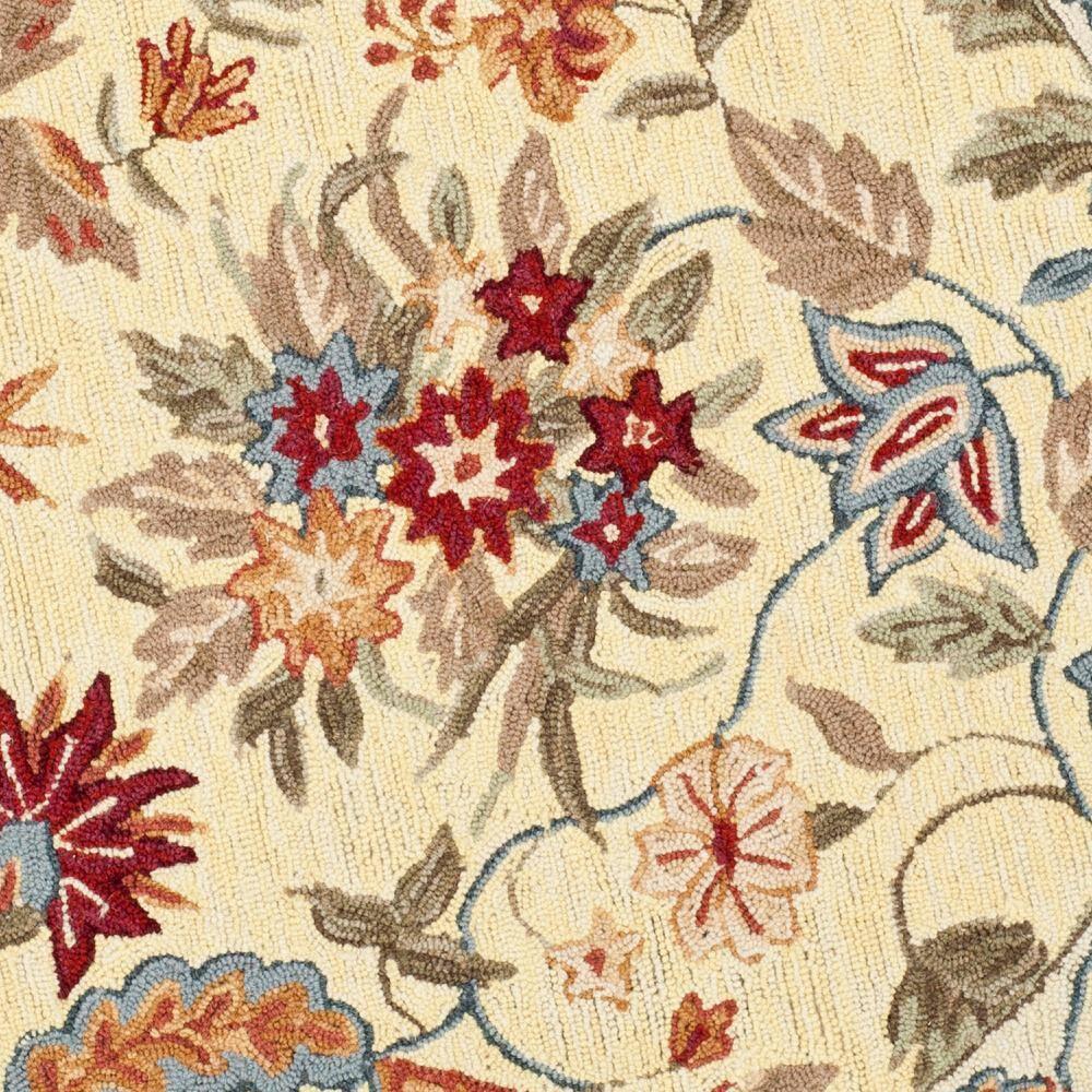 SAFAVIEH Chelsea Alaia Floral Wool Area Rug, Ivory, 3' x 3' Round