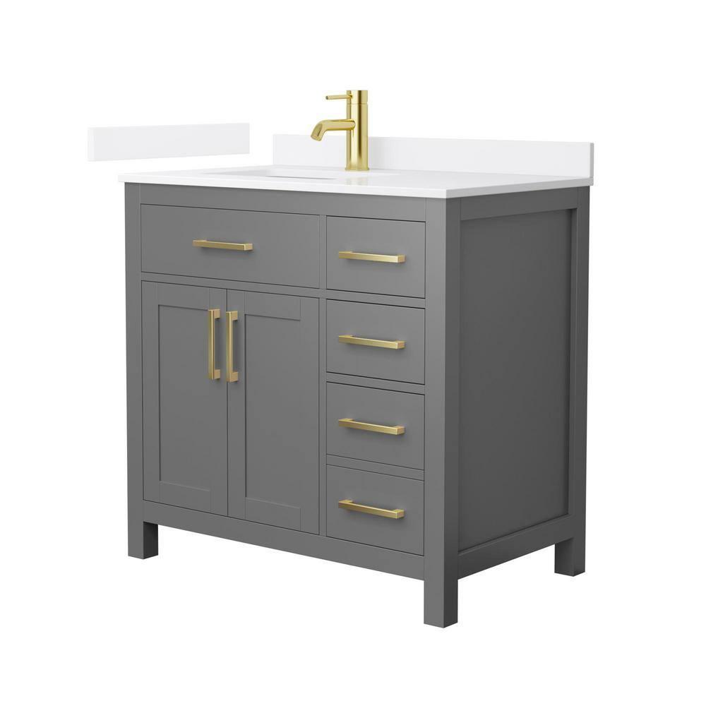 Wyndham Collection Beckett 36" Freestanding Single Bathroom Vanity with Quartz Top