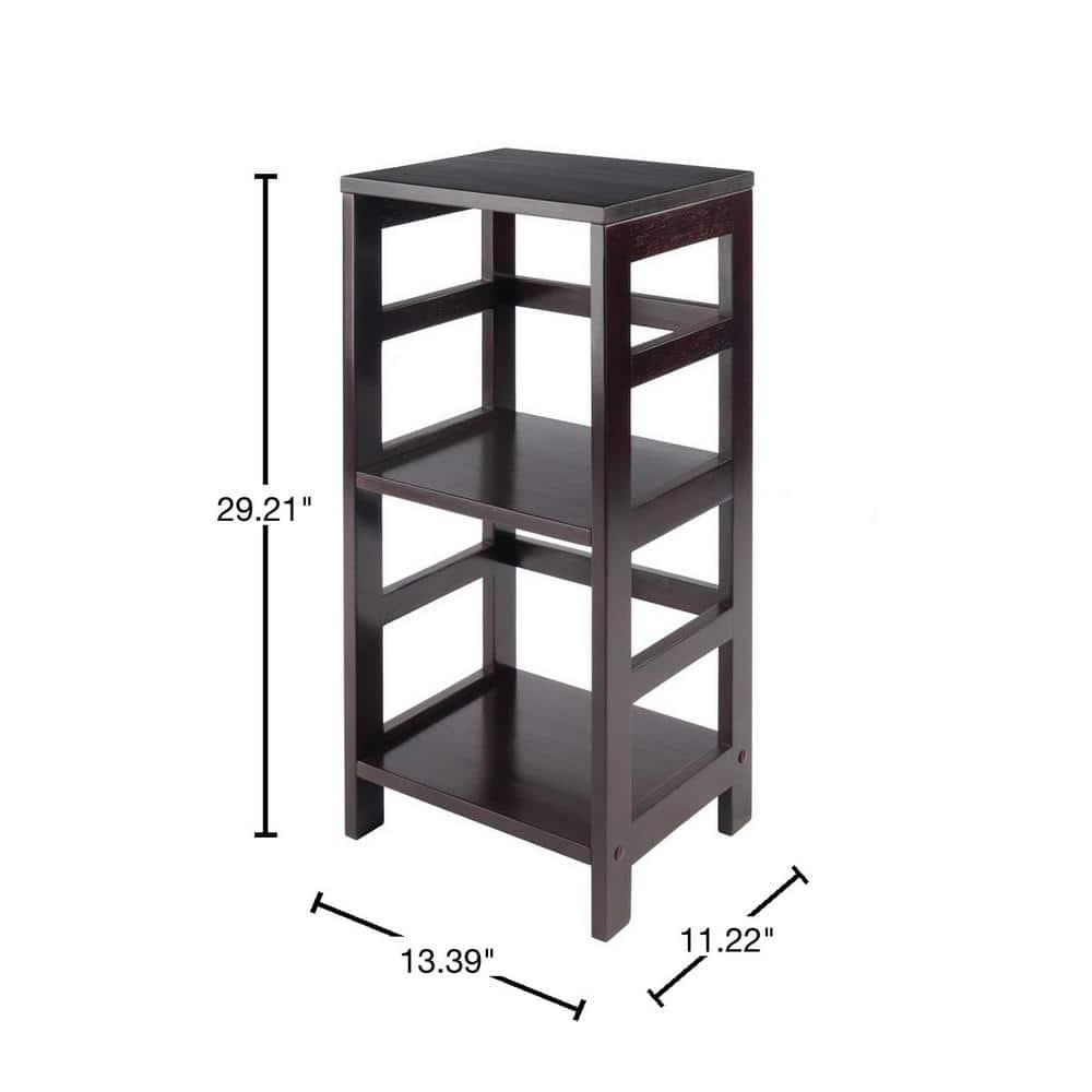 29.21" 2 Tier Leo Shelf Storage or Bookshelf Narrow Espresso Finish - Winsome: Mid-Century Modern, Wood Composite, Metal Hardware