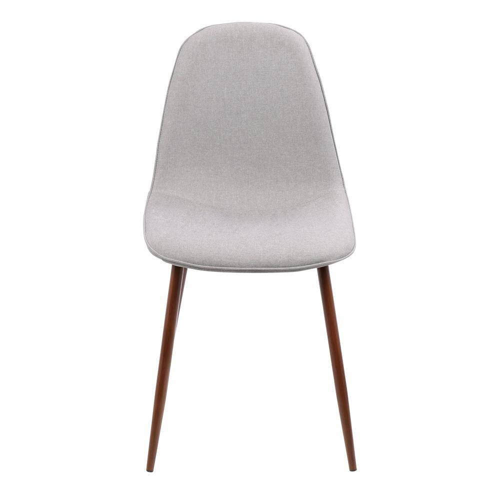 Set of 2 Pebble Mid-Century Modern Dining Accent Chairs Walnut/Light Gray: Upholstered Metal Frame - LumiSource
