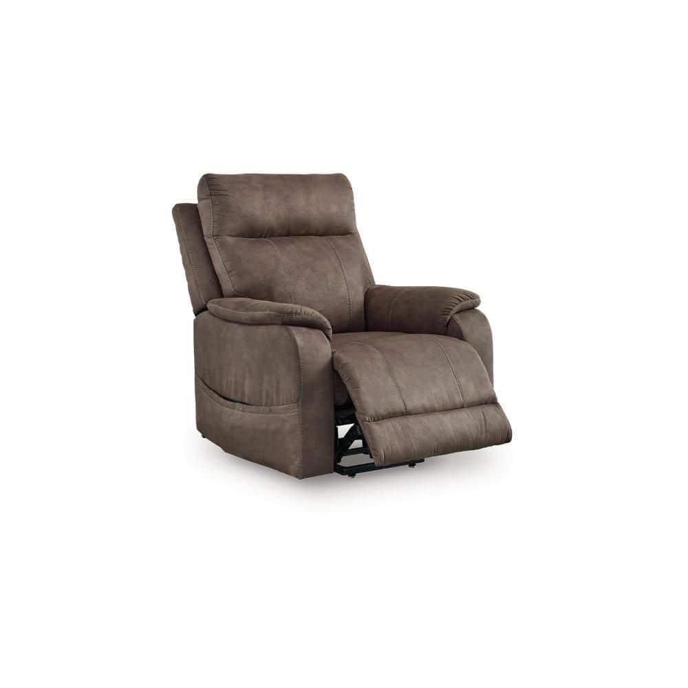 Benjara Mead Power Recliner Chair, Heat, Massage, 35 Inch Faux Leather