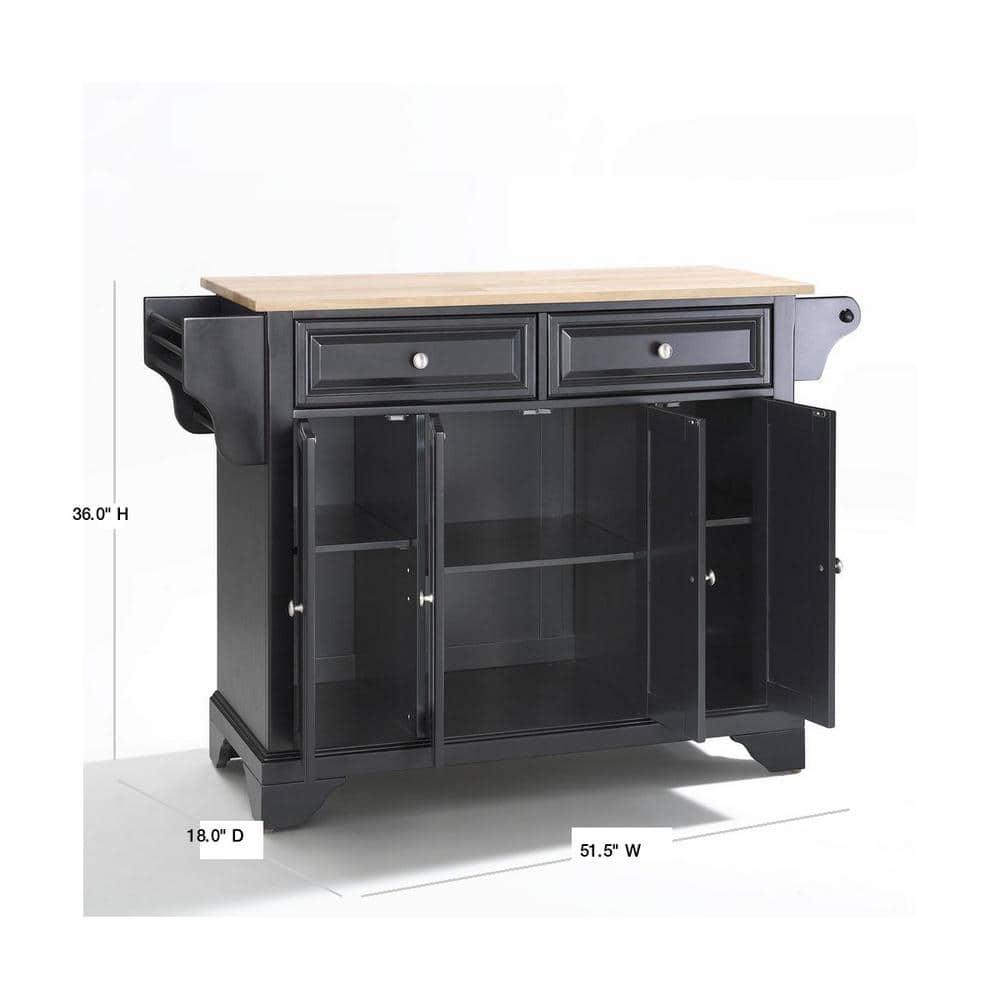 Lafayette Cuisine Kitchen Island with Natural Wood Top - Black