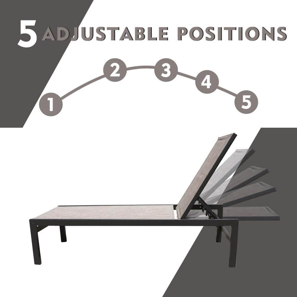 Kozyard 2 Packs Chaise Lounge Outdoor Aluminum Chaise Lounge Flat Comfortable Patio Chair