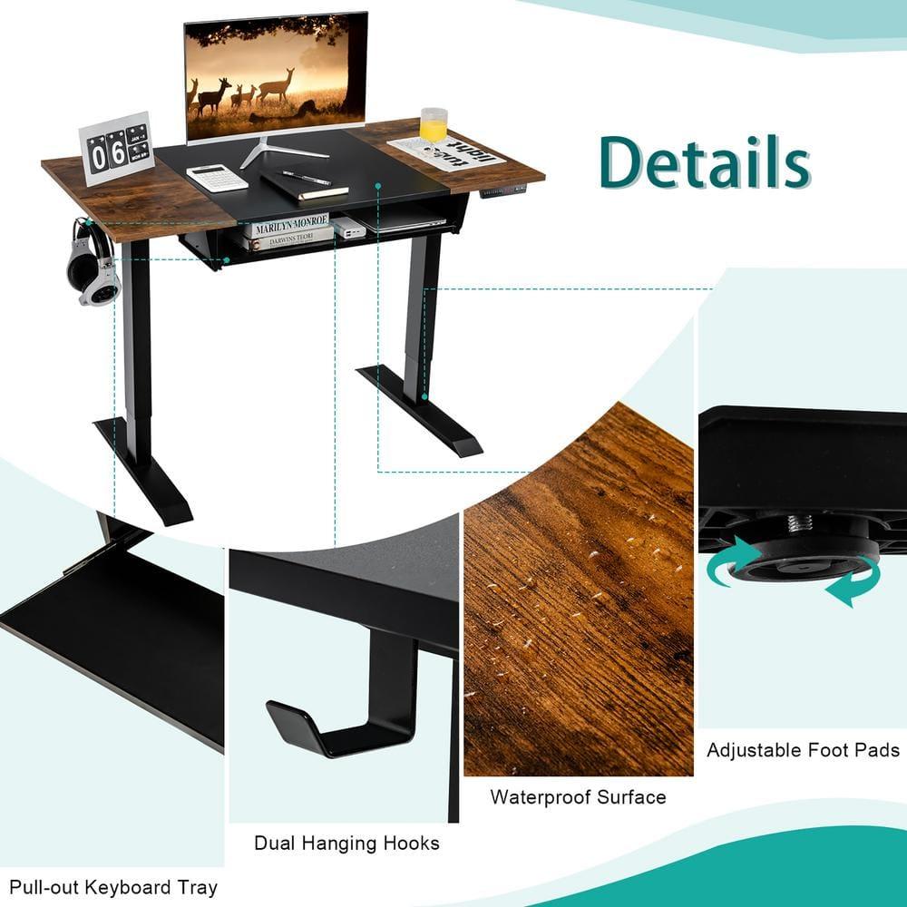 Costway 48'' Electric Sit to Stand Desk Adjustable Workstation w/ Keyboard Tray Black
