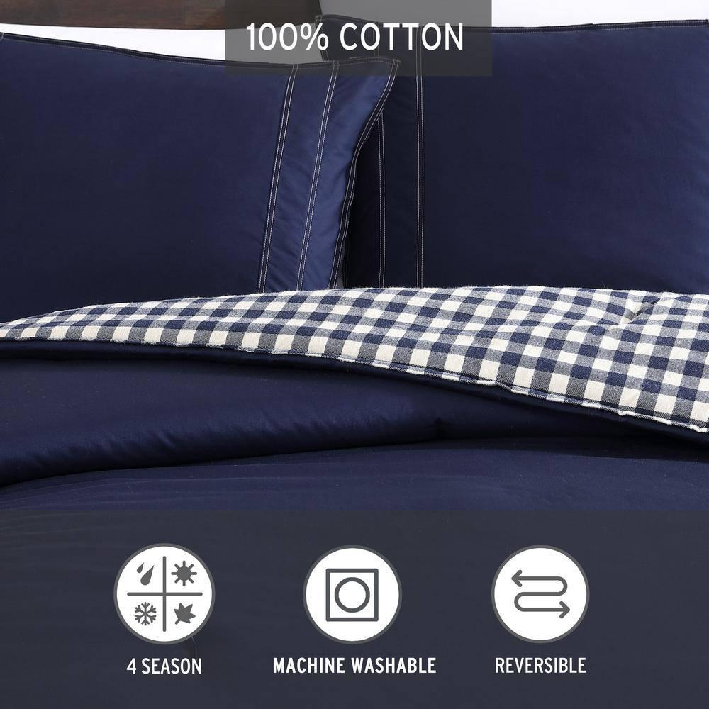 Eddie Bauer Portage Lewis Eddie Bauer Navy Cotton Reversible Comforter Set