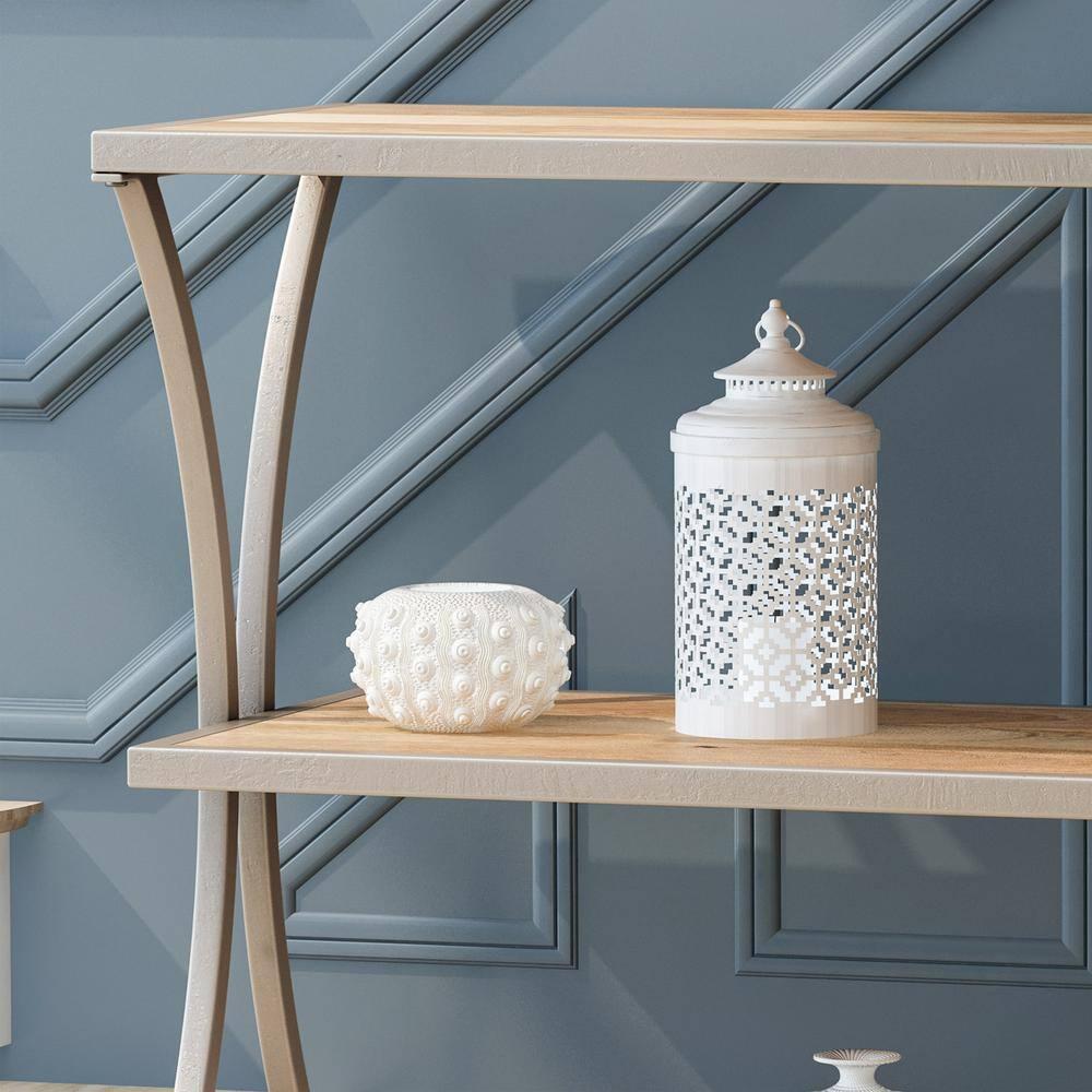 Noble House Ayaan Modern Industrial Handcrafted Mango Wood Console Table, Natural Finish and Silver