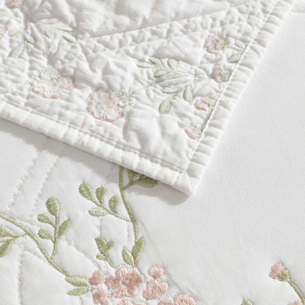 Laura Ashley Laura Ashley Floral Embroidery Cotton Reversible Quilt Set