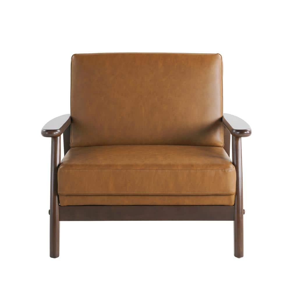 Studio Living Aberdeen Farmhouse Accent Chair, Carmel Vegan Leather