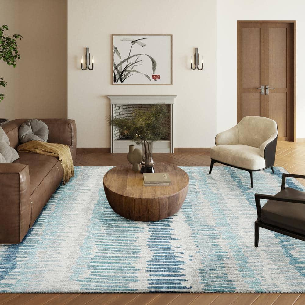 Addison Rugs Rylee ARY34 Blue Washable 10' x 14' Indoor Outdoor Area Rug, Easy Clean, Machine Washable, Non Shedding, Bedroom, Entry, Living Room, Dining Room, Kitchen, Patio Rug