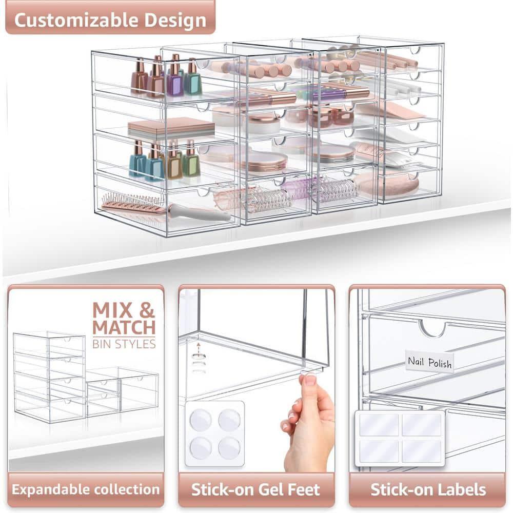 Sorbus Clear 20 Drawers Acrylic Makeup Organizer 4 Pcs Stackable Set
