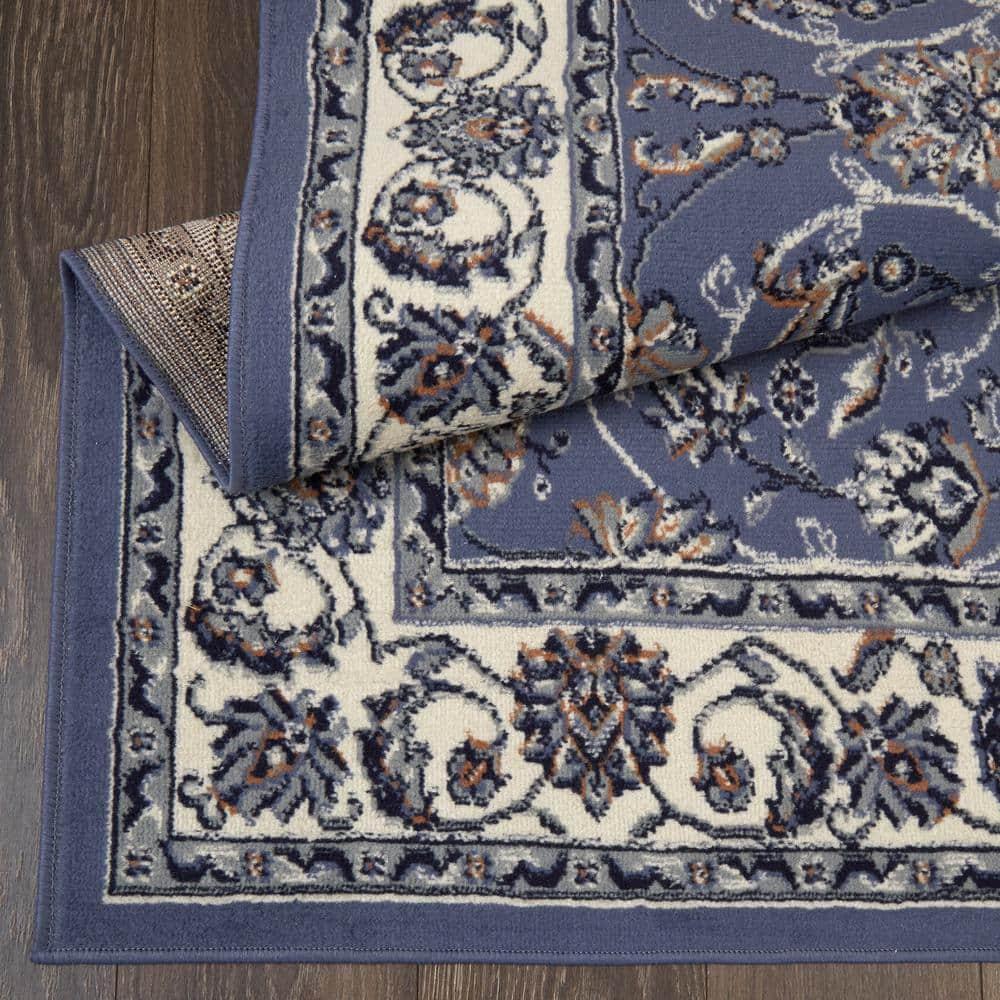 Home Dynamix Ariana Badah Damask Border Area Rug, Blue/Ivory, 3-Piece Set